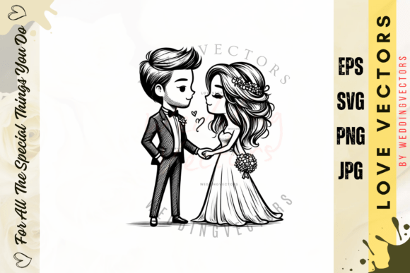 C3670: Elegant Wedding Couple & Love Vectors for Designers