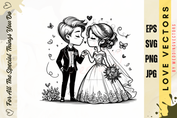 C3754: Wedding Couple & Love Vectors for Romantic Design