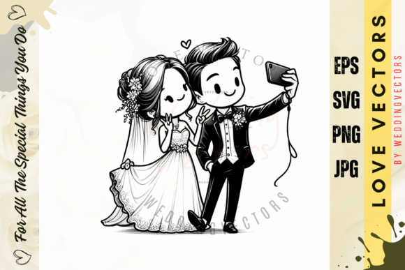 Capturing Everlasting Love: The C3244 Wedding Couple Vectors
