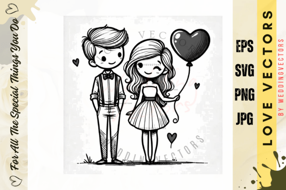 Celebrate Romance with Timeless Wedding Couple Illustrations