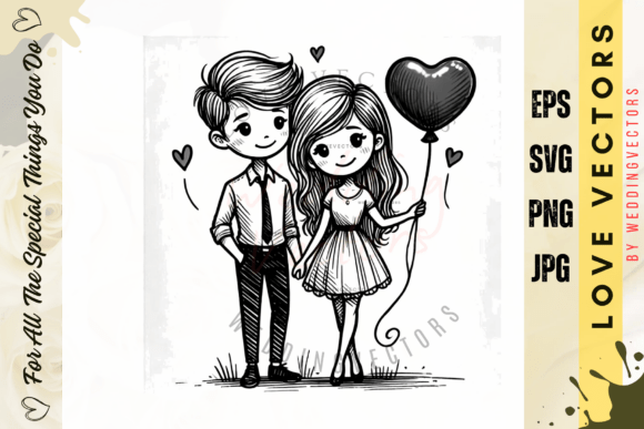 Designing Romance: The C2714 Wedding Couple Vector