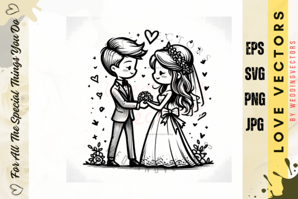 Timeless Romance in Vectors: Designing with Wedding Couple C3728