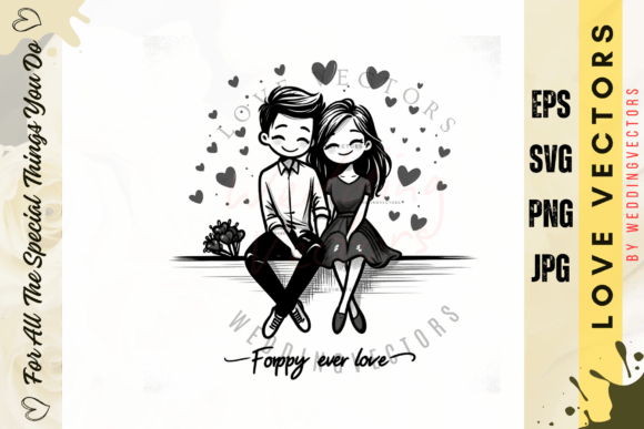 Understated Elegance: Wedding Couple and Love Vectors - C3786