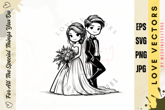 Wedding Couple and Love Vectors: A Romantic Design Collection