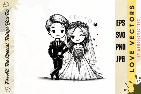 Wedding Couple and Love Vectors - C2677: A Visual Love Story