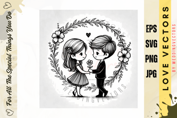 Wedding Couple and Love Vectors - C3187: Romantic Design Essentials