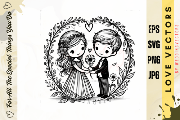 Wedding Couple and Love Vectors - C3630: A Visual Symphony of Romance