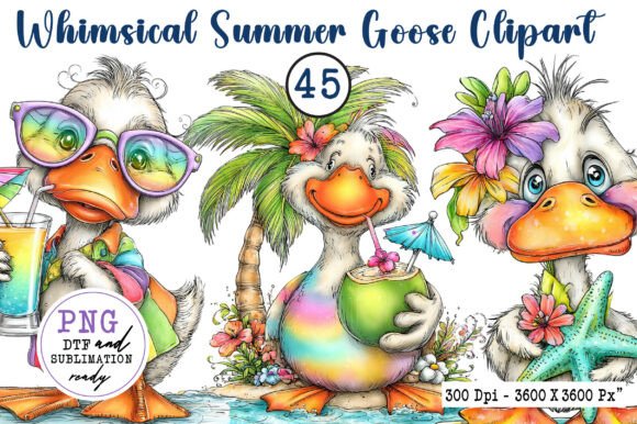 Whimsical Summer Goose Clipart: A Designer's Delight