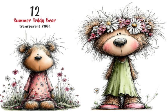 Whimsical Summer Teddy Bear Clipart for Creative Projects